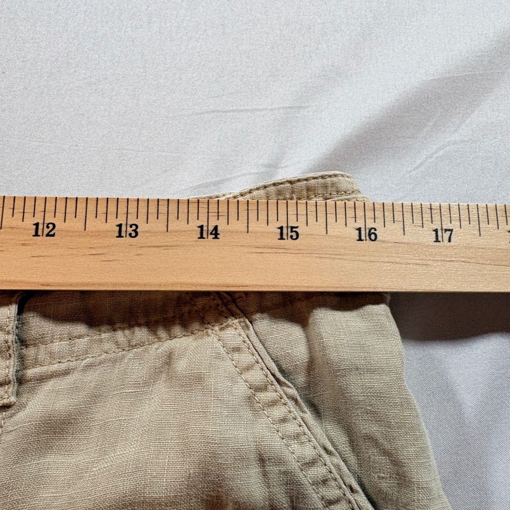 Tommy Bahama Linen Cargo Pants Womens 6 Tan Cropped Relaxed Fit Summer Utility - Picture 6 of 9